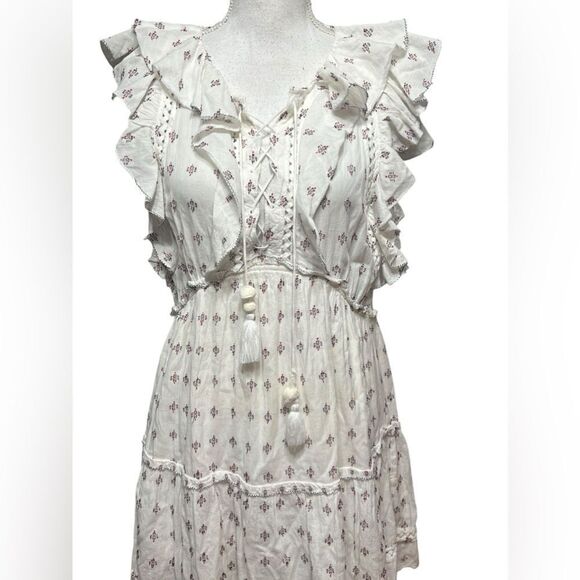 Sea NY Colette A-Line Dress White Ruffled Embroidered Size 6 - Picture 3 of 7